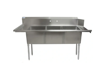 Triple-basin sink for restaurant use