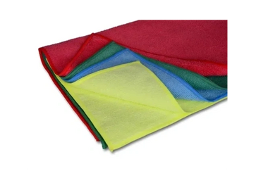 Stacked vibrant fabric pieces