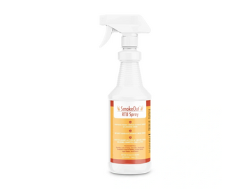 Cleaning spray bottle with orange label