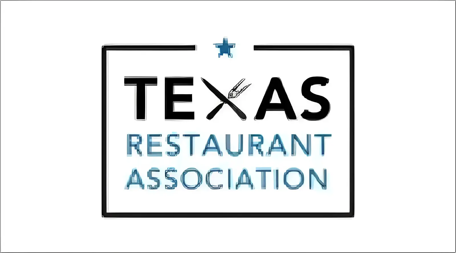 Logo of the Texas Restaurant Association with a fork and knife design.
