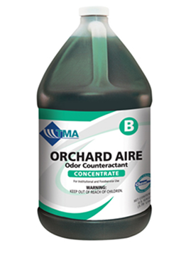 Bottle of Orchard Aire Odour Counteractant concentrate.
