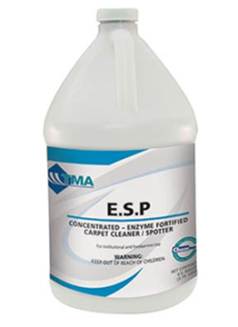 A gallon container of E.S.P concentrated carpet cleaner and spotter.