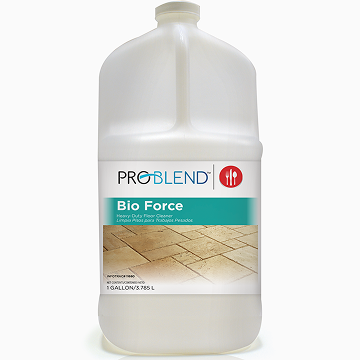 A large white container labeled Problend Bio Force with a wood grain design.