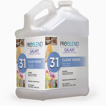 Two large white jugs of ProBlend Galaxy Clear Vision liquid product.