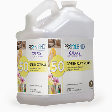 Large container of Problend Gyalaxy Green Oxy Plus cleaner.