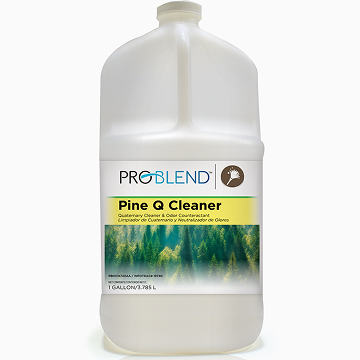 A gallon bottle of PROBLEND Pine & Cleaner with a forest image on the label.