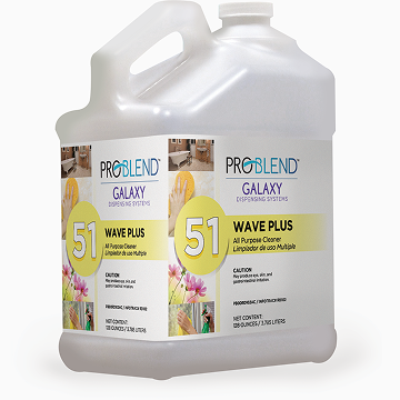 Two large containers of Problend Galaxy Wax Plus, labeled 51, for cleaning and polishing.